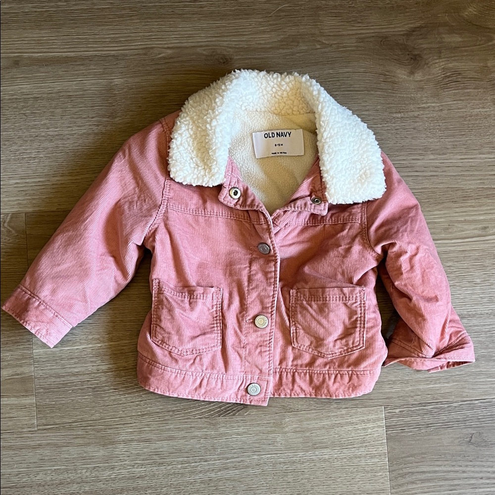 Old Navy Pink Jean Jacket with Sherpa Collar
